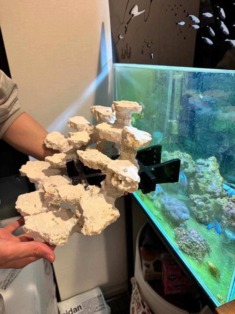 人工ライブロック白色 約5kg 吊り下げ風レイアウト