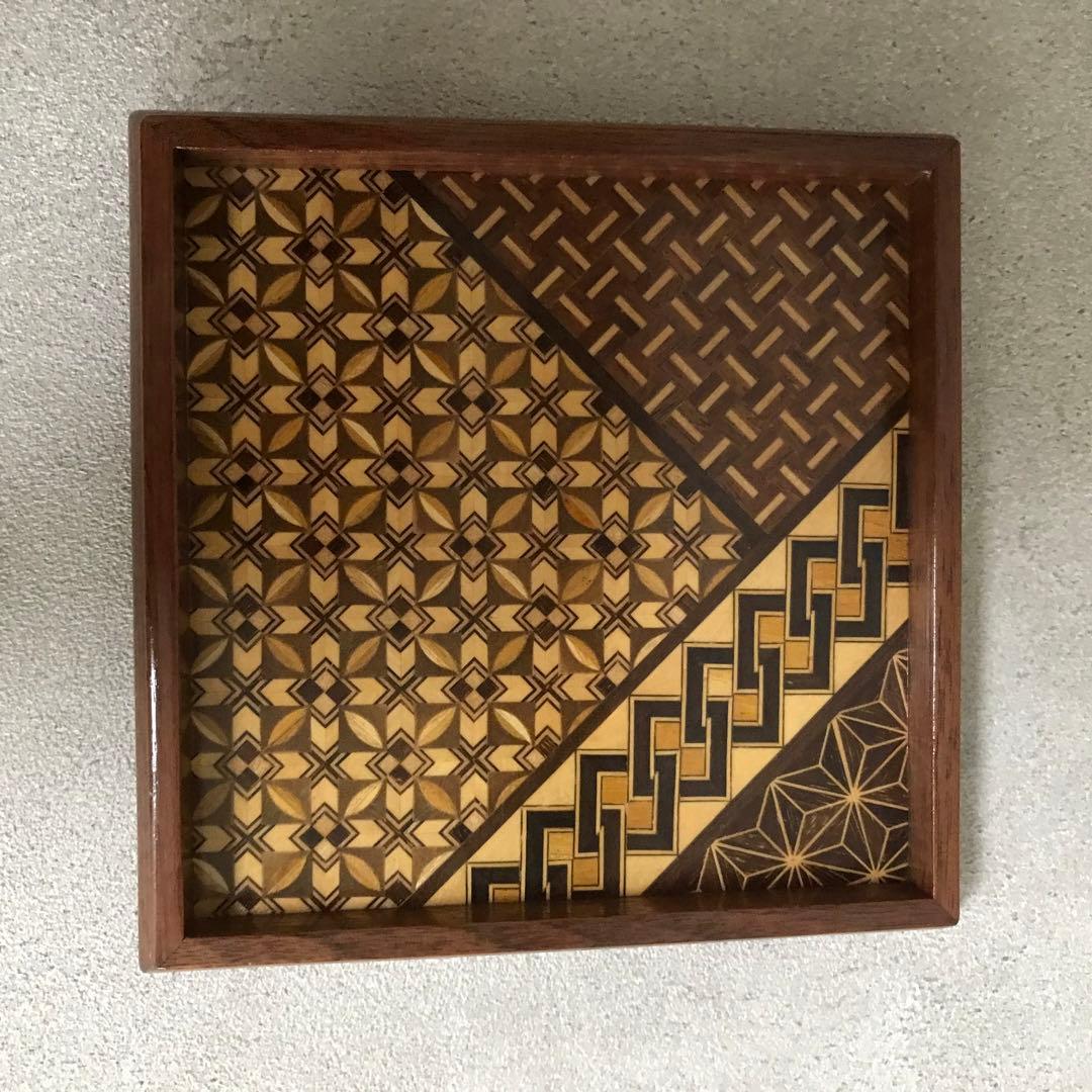 セール　箱根寄木細工　工芸品　取り皿10枚　取り箸付き(箱根駅伝トロフィー)