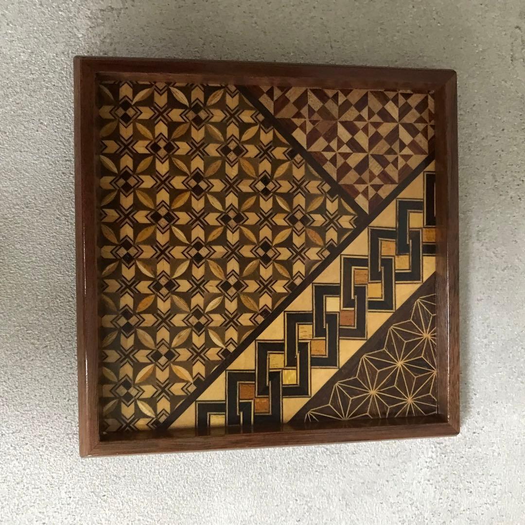 セール　箱根寄木細工　工芸品　取り皿10枚　取り箸付き(箱根駅伝トロフィー)