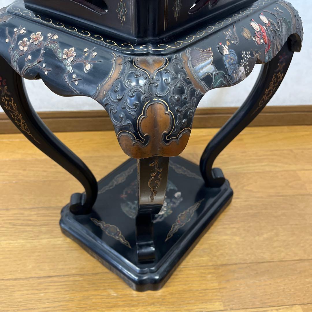 時代　中国　花台　盆栽台　珍品台　細密細工