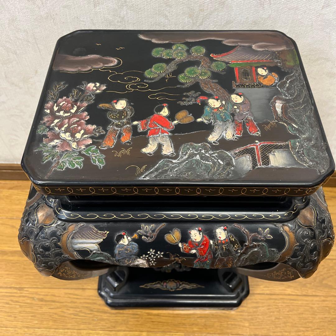 時代　中国　花台　盆栽台　珍品台　細密細工