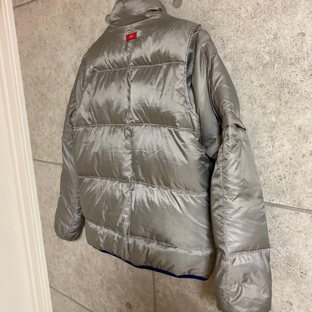 キャロウェィ レッドレーベル メンズ2way ダウンジャケット Lグレーゴールド