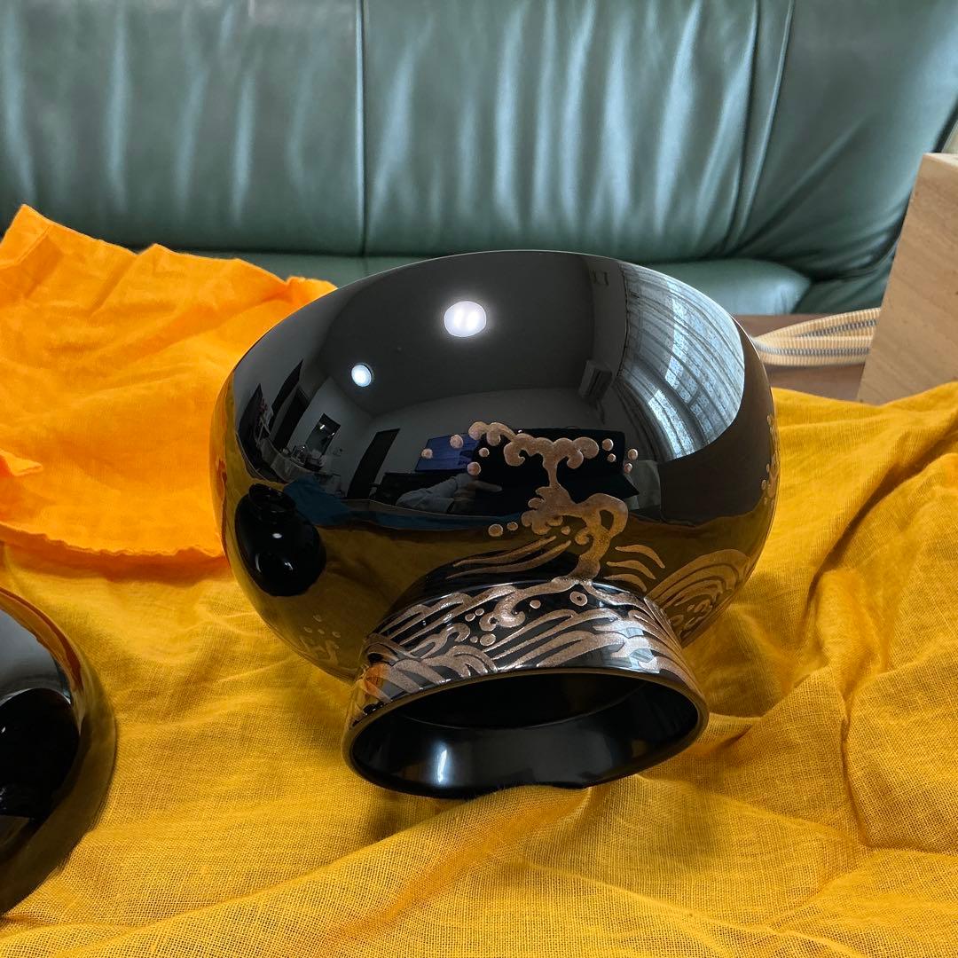 vincentfuto318様 輪島屋本店　波に日の出鶴蒔絵5客揃