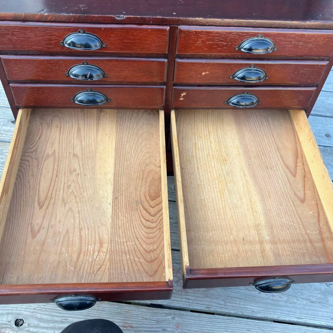 北欧レトロ ヴィンテージ 古家具 書類棚 整理棚 木製チェスト 11杯 箪笥