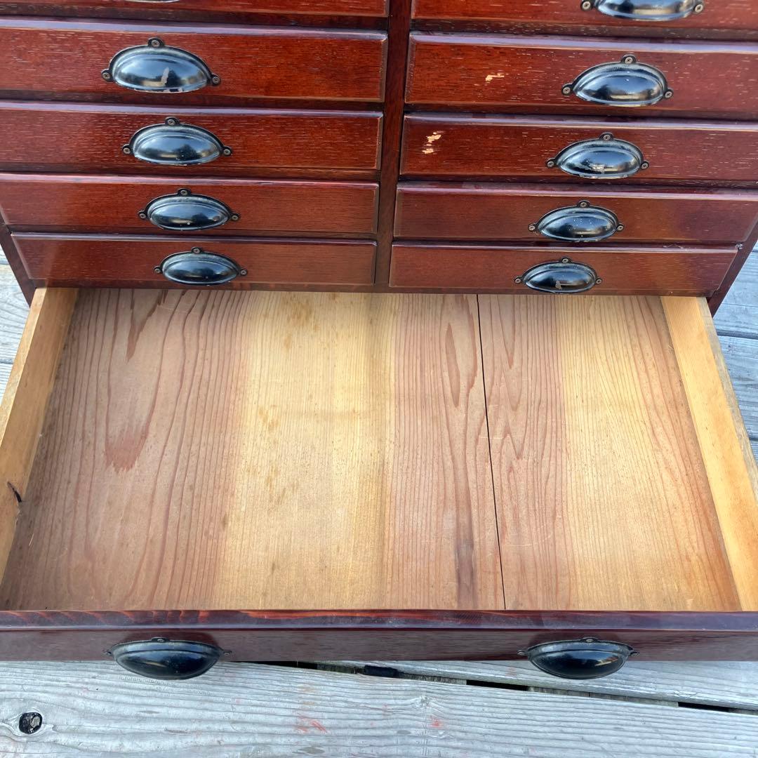 北欧レトロ ヴィンテージ 古家具 書類棚 整理棚 木製チェスト 11杯 箪笥