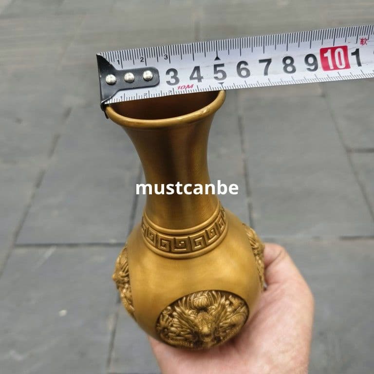 銅器 浮彫竜紋花瓶 美品 重厚 装飾品 工芸品 置物