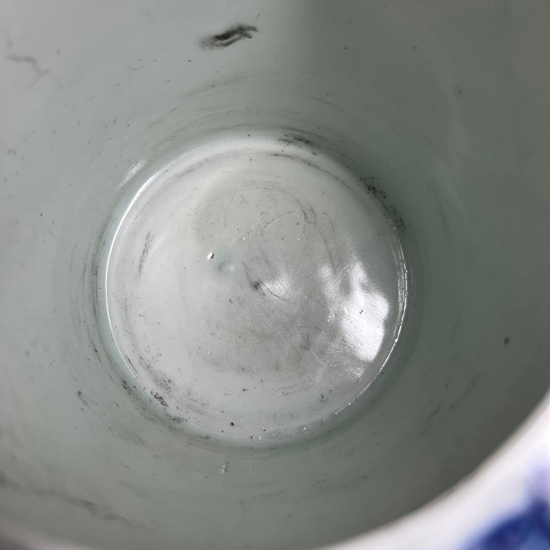 中国清時代　大清雍正年製　青花筆筒　高さ14㎝　東Y7-1003⭐︎2Fタサオ