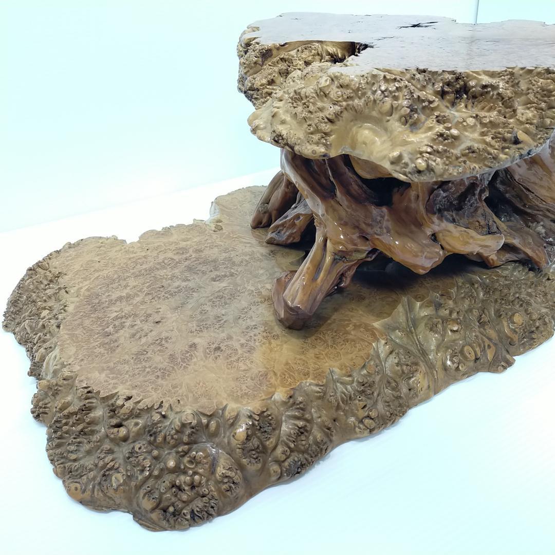 木の根 飾り台 W56cm 高級 花台 豪華 2段 盆栽卓 根卓 飾台 盆栽