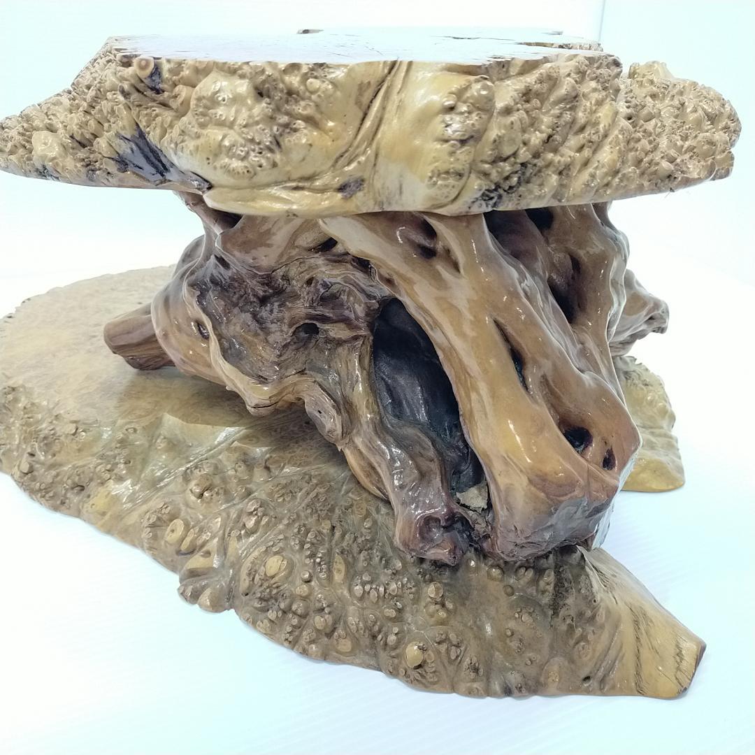 木の根 飾り台 W56cm 高級 花台 豪華 2段 盆栽卓 根卓 飾台 盆栽