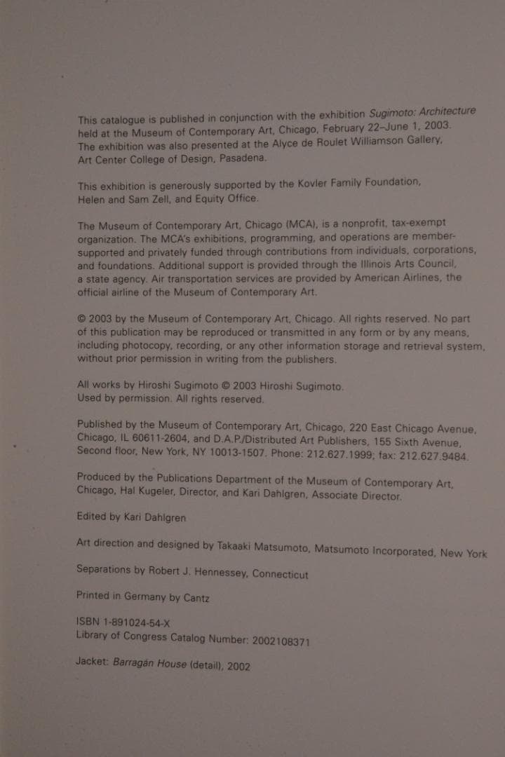 【SUGIMOTO：ARCHITECTURE】杉本博司　★★大幅に値下げしました