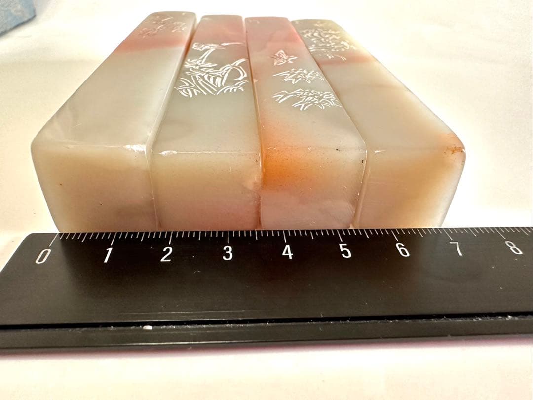 【梅蘭竹菊】 四君子　美品　ラオス 老挝 水凍　印材 落款 遊印 雅号4点セット