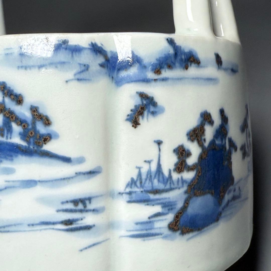 古伊万里　古平戸　染付山水図銚子　江戸時代　古美術　オブジェ　雰囲気◎