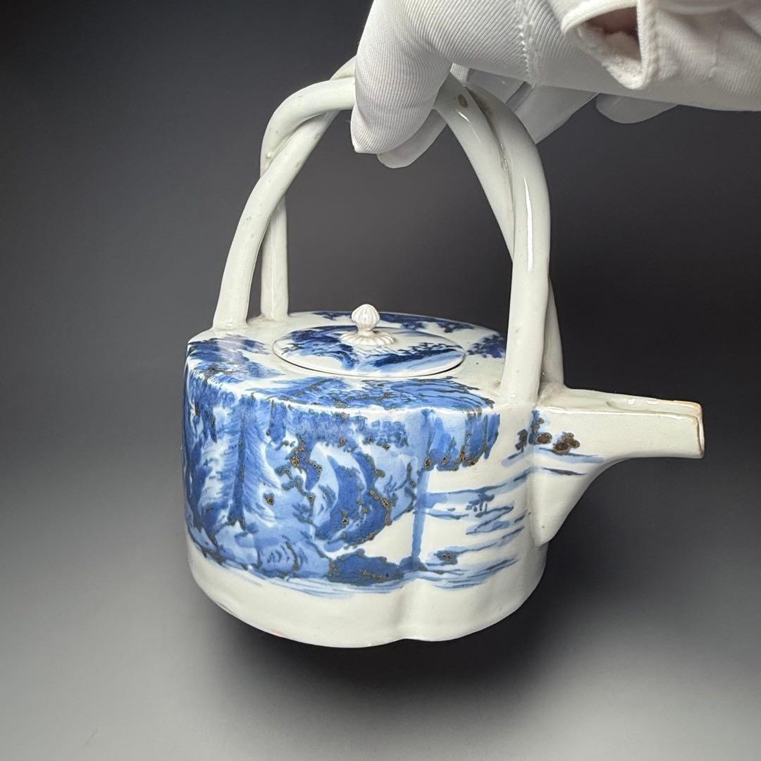 古伊万里　古平戸　染付山水図銚子　江戸時代　古美術　オブジェ　雰囲気◎