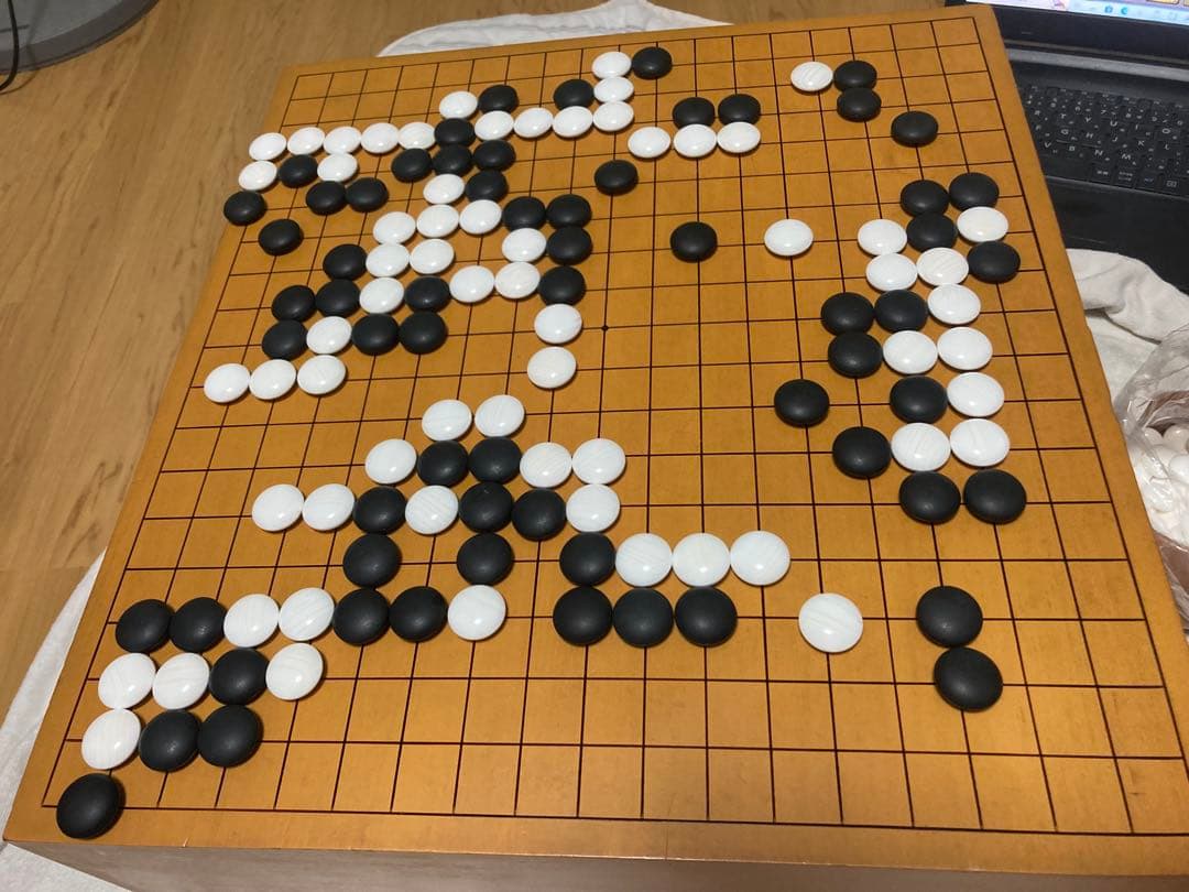 【美品】【再値下げ】　蛤碁石181個　那智黒石182個　35号　欅碁笥セット