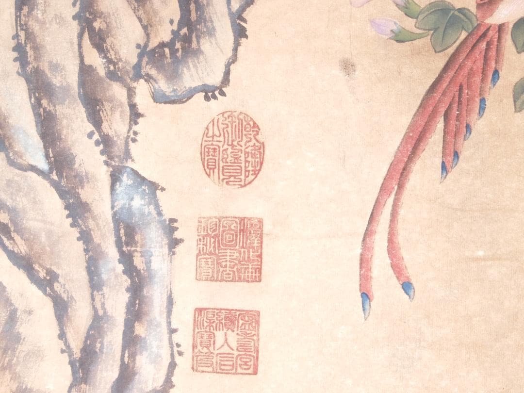 骨董市仕入れ品　唐時代掛け軸　肉筆水彩絵　骨董品　唐物 AK836A13-2