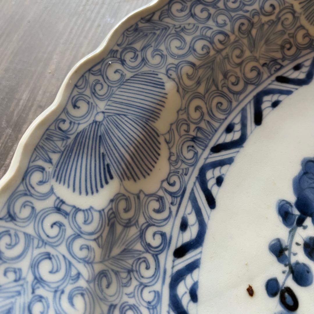 古伊万里　大皿　印判　染付　松竹梅　42cm