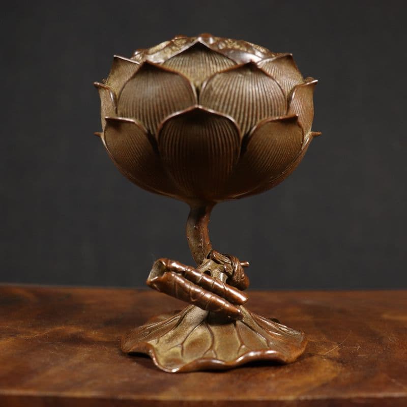 銅製 蘇工蓮華薫香炉 銅香炉 檀香炉 茶台香道具 装飾品 工芸品 置物