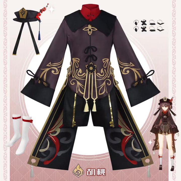 原神 GENSHIN 胡桃フータオ コスプレ + ウィッグ S/M/Lサイズ