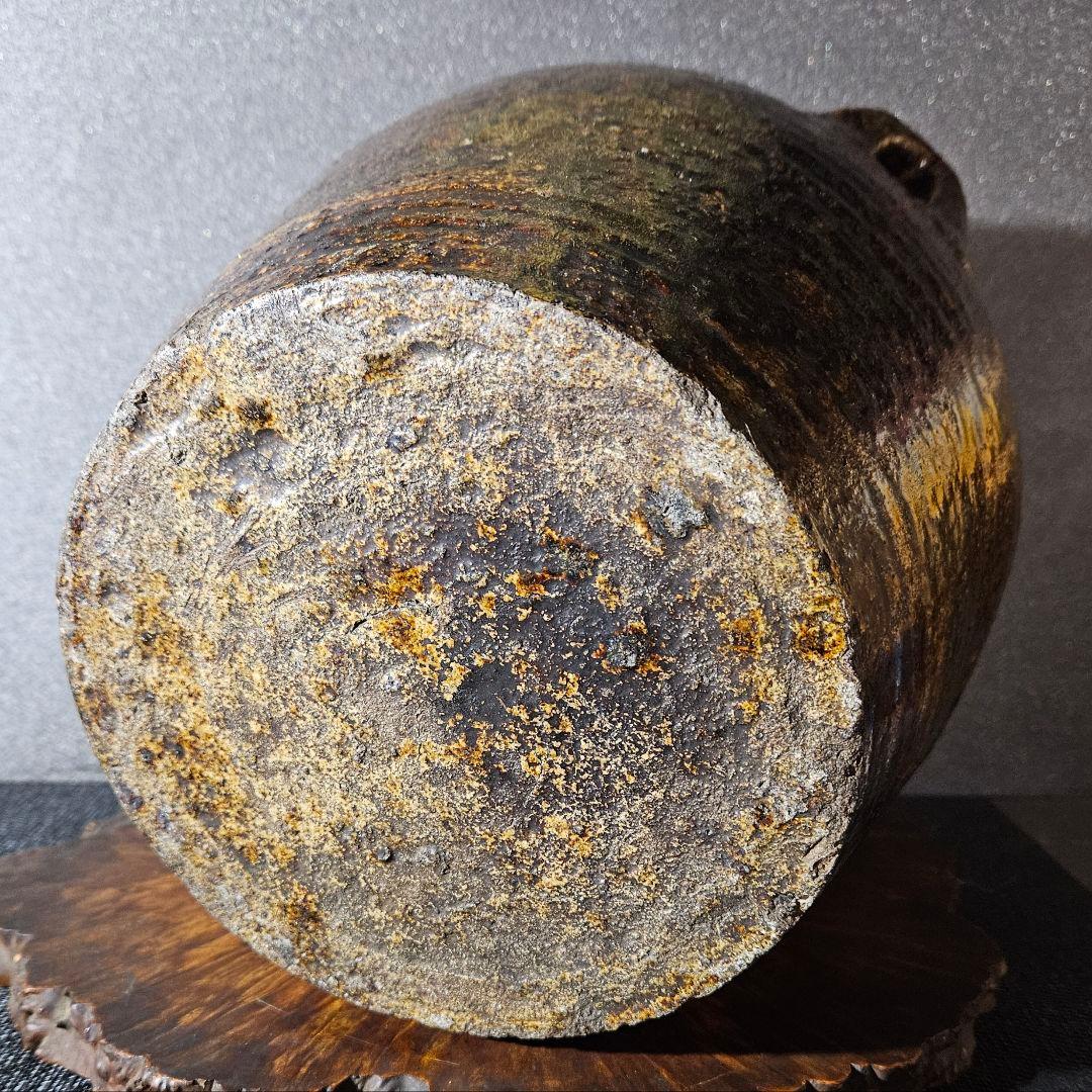 名壺❗】17世紀頃　東南アジア 古琉球系　窯変　双耳　大壺　酒会壺 【見事な窯変