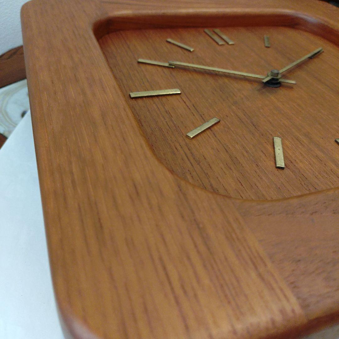 チーク材　壁掛け時計　デンマーク製　動作確認済み　1960年代　ヴィンテージ