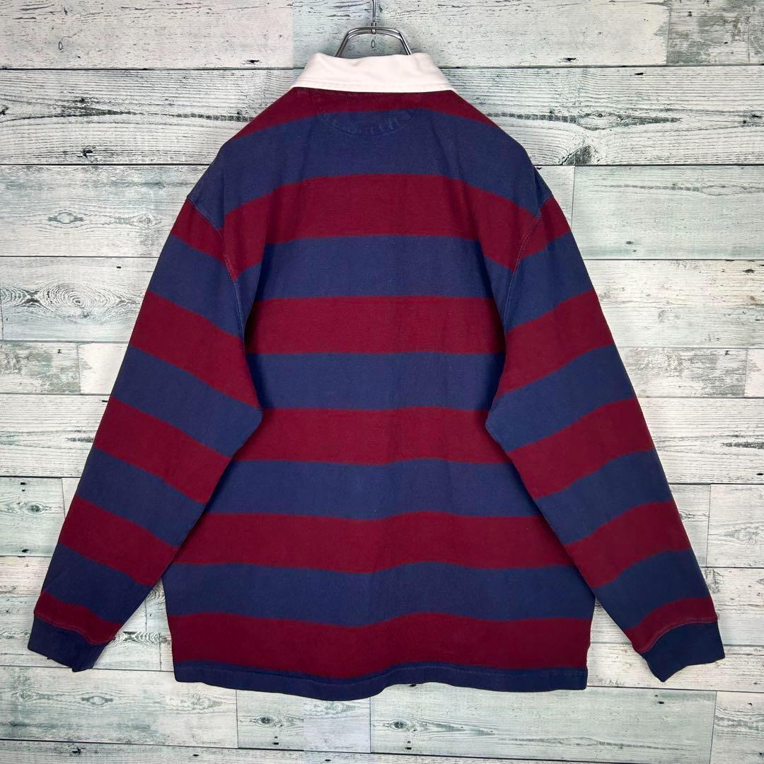 ラルフローレン 刺繍ロゴ 太ボーダー 長袖 ラガーシャツ XL 4991
