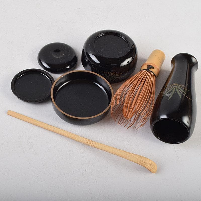 茶道具　井筒寛斉造　草花蒔絵　茶箱　茶碗　棗など　九点一式　共箱　U　R9039