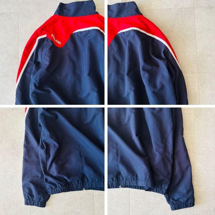 【L】90's UMBRO イングランド代表ナイロンジャージセットアップ 紺 白