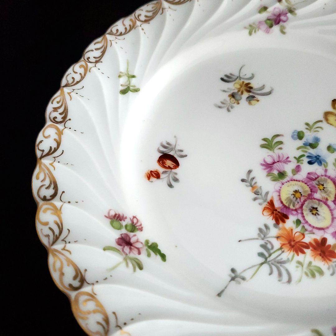 19世紀 ドレスデン(独)手描きの絵皿 2枚組 19cm