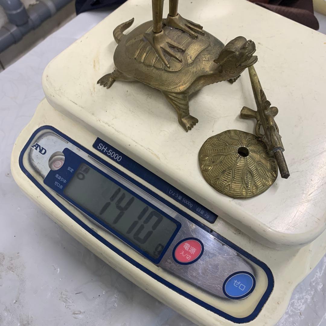 燭台　真鍮製　大型高さ約３８cm 金属製 鶴と亀 キャンドルホルダー