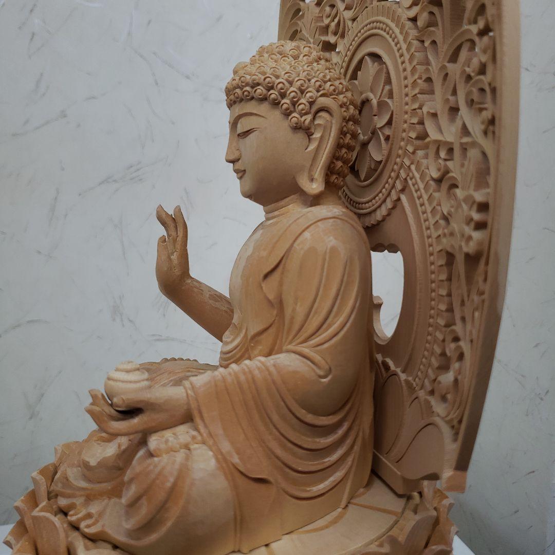 Ｂフライデー蔵出し特価仏像★ヒバ材 薬師如来坐像4.5寸★お薬師様総高さ50cm