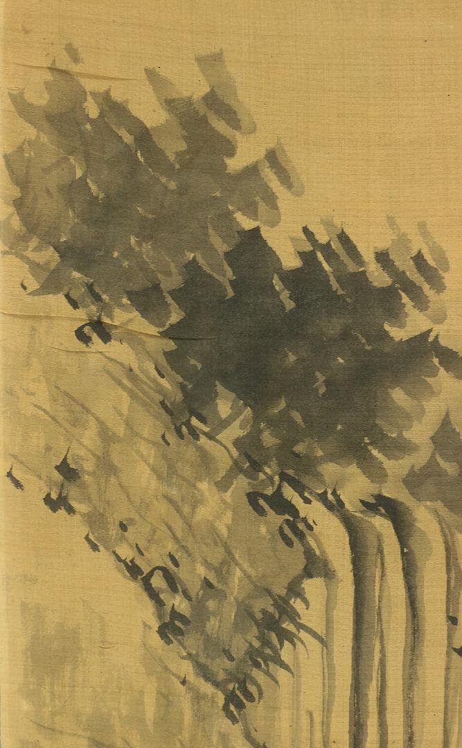 日根対山 幕末の文人画家 文化10年-明治2年 瀧図 まくり 肉筆 書 絹本