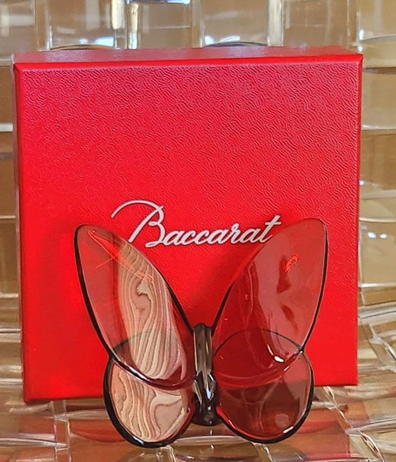 【箱付き美品】バカラ Baccarat ラッキーバタフライ レッド
