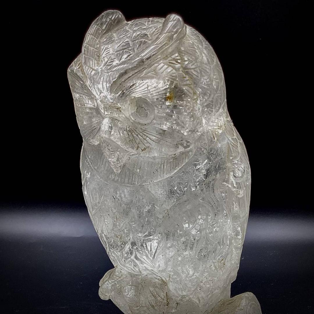★フクロウ 梟 水晶 天然石 オブジェ 置物 鉱物 2kg 古い