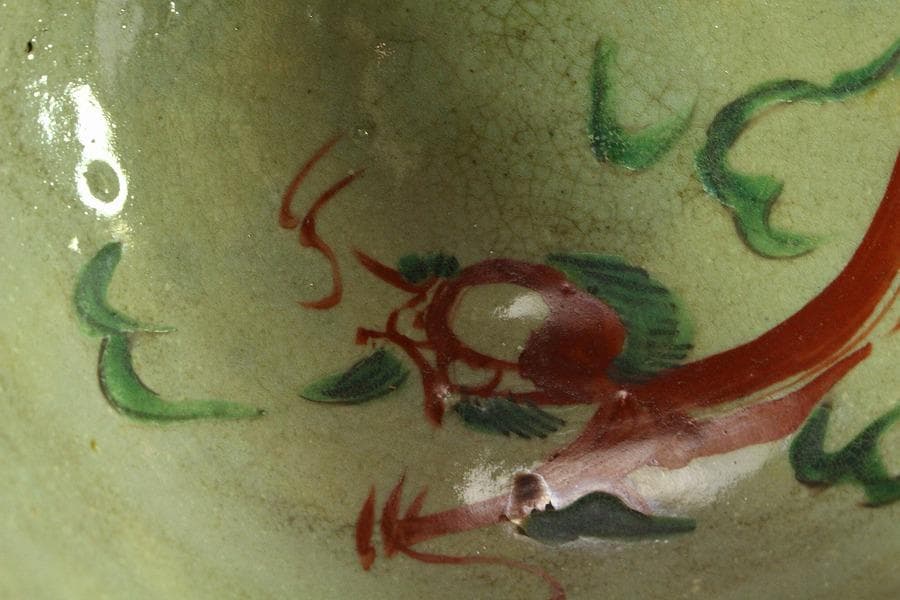 茶道具 湖東焼 呉須赤絵 方口鉢 菓子器(K-A395)