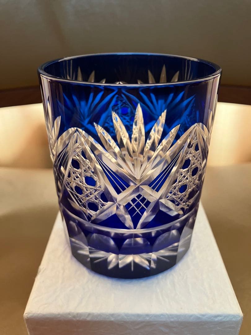 江戸切子 田島硝子 八角籠目 菊底 オールド ロックグラス ルリ TG98-23