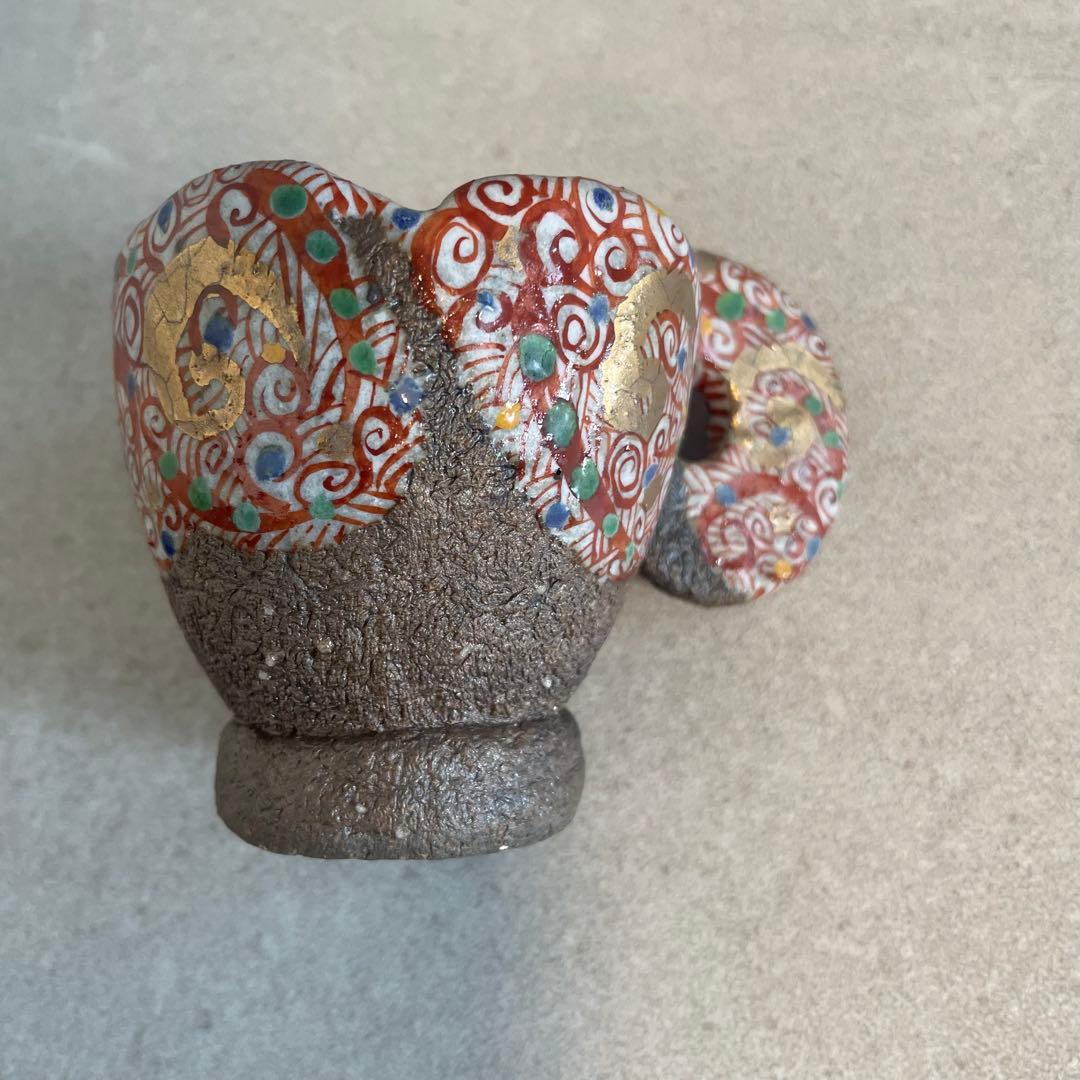 【メルカリ便】人気陶芸作家　苧坂恒治作　渦赤絵　手描き　カップ&ソーサー　珈琲碗