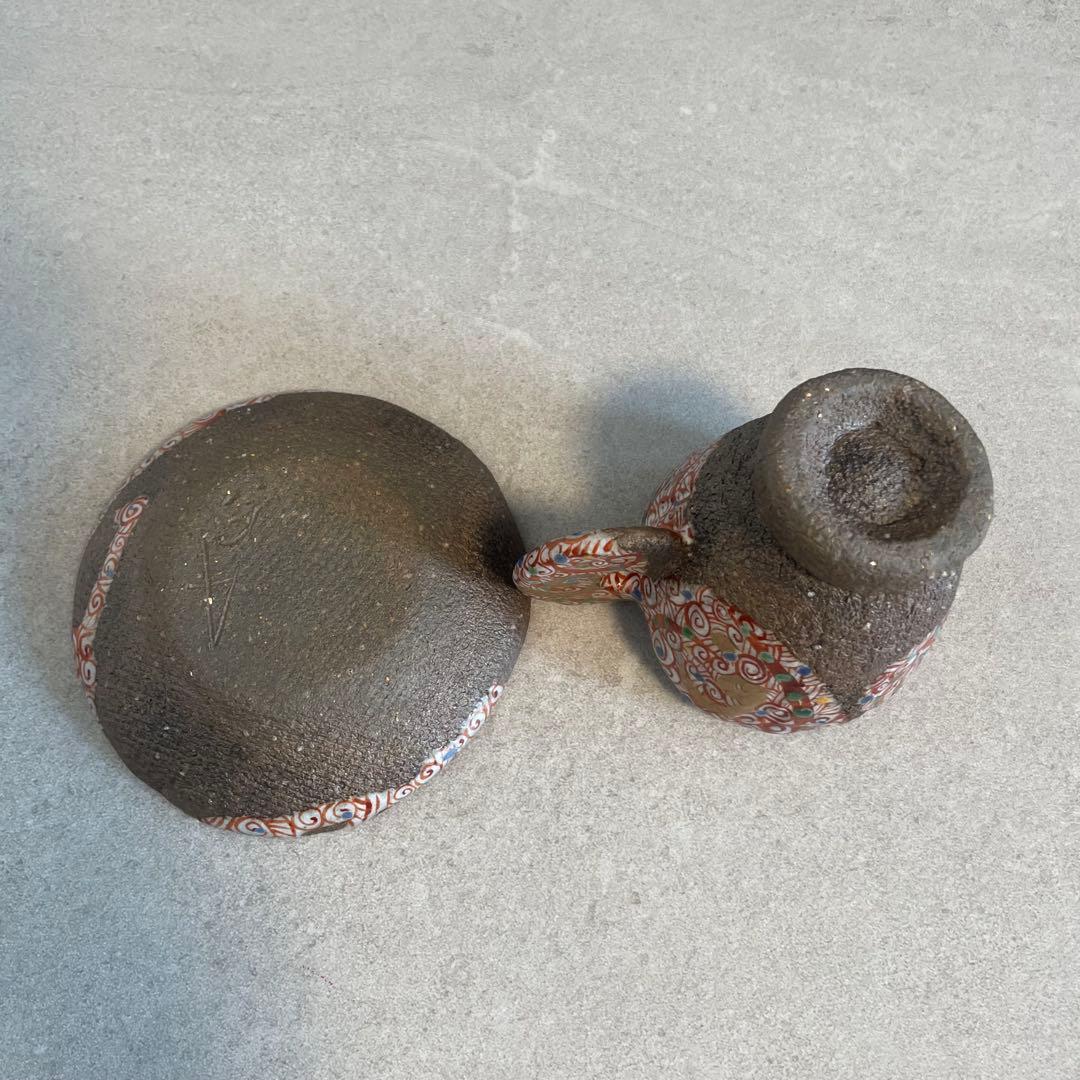 【メルカリ便】人気陶芸作家　苧坂恒治作　渦赤絵　手描き　カップ&ソーサー　珈琲碗