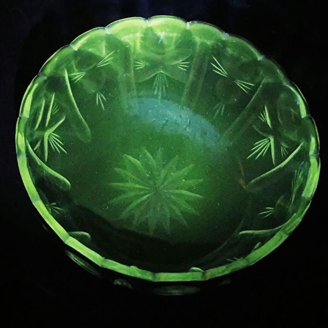 【希少】大正ロマン　切子　ウランガラス　大鉢