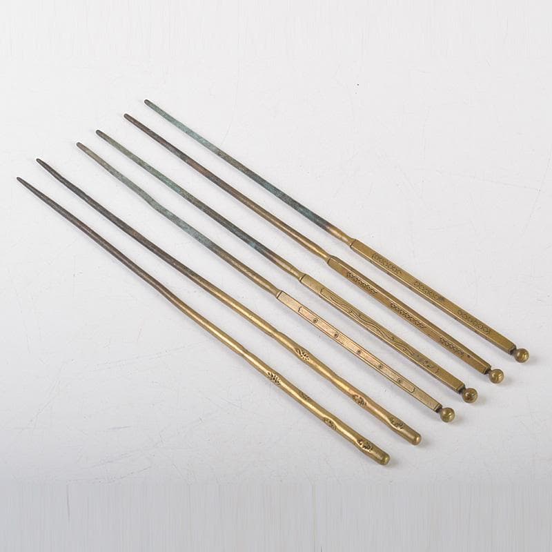 茶道具　黄銅　神獣文　火箸　三組まとめて　C　6466