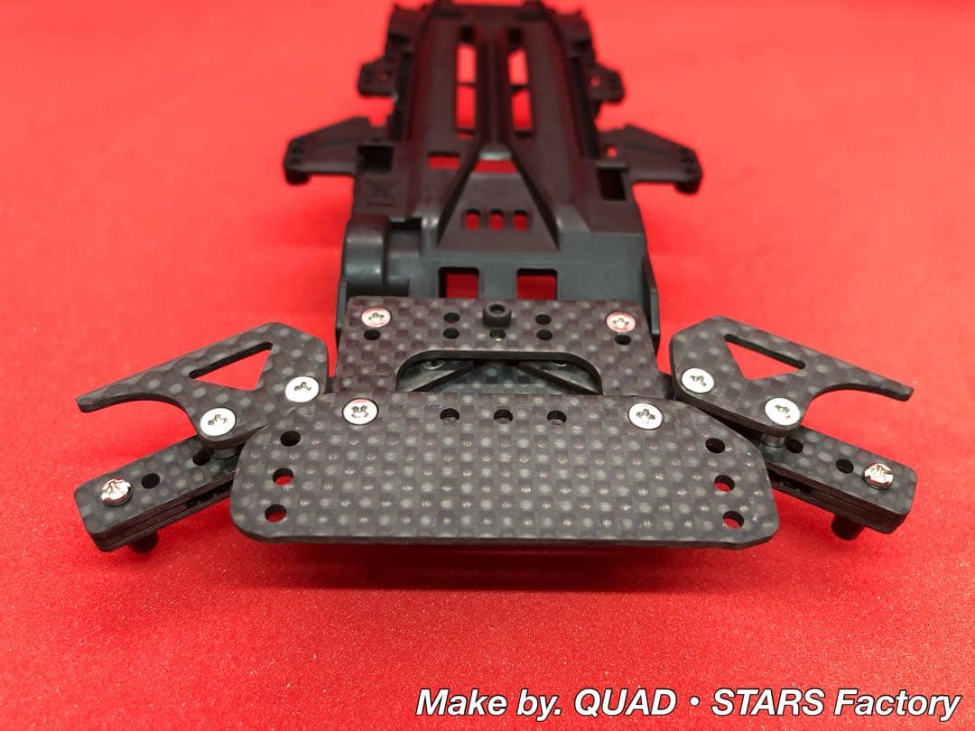 【ミニ四駆・VZ用】１軸リヤアンカー＋モーター押さえ　ブラックアウト／カーボン