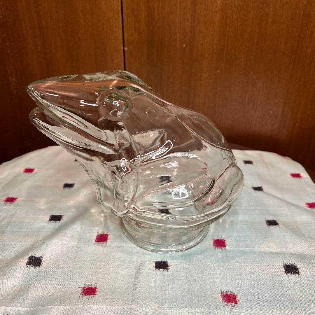レアヴィンテージ古いガラスの大きくて重いカエル瓶/ジャー/ガラスドーム/伏せ瓶
