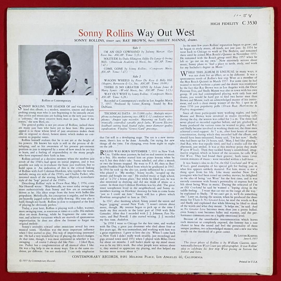 ★屈指の名作【USオリジナル/MONO/黄色ラベル/深溝】ソニー・ロリンズ