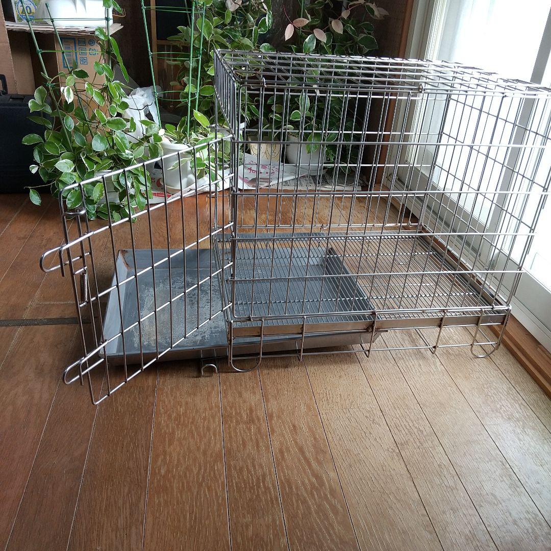 ハチコウMサイズステンレス製ケージ 、短面ドア 取り外しトレー付き