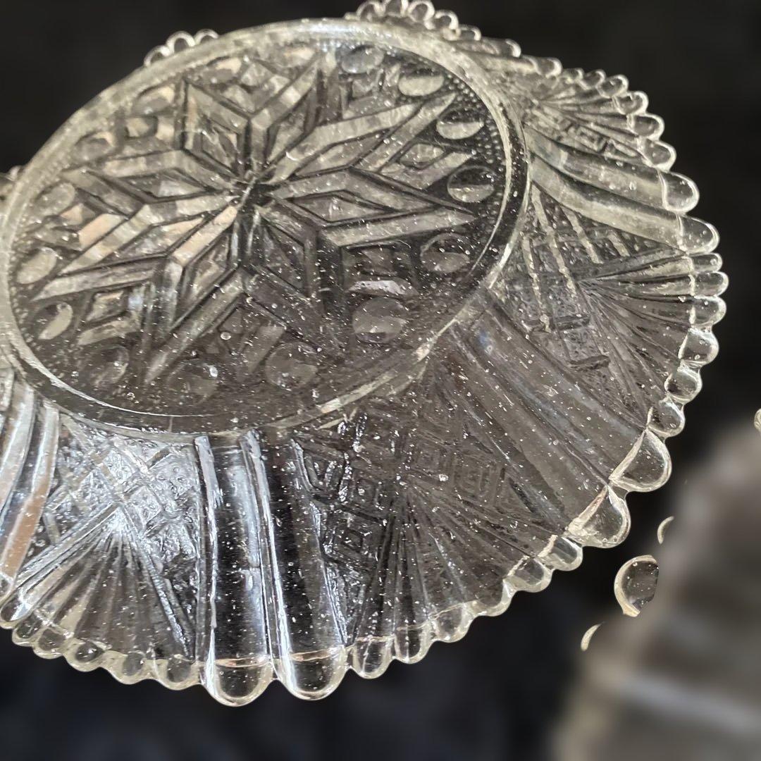 骨董 アンティーク プレスガラス皿 古ガラス 民芸 明治 大正　2個セット