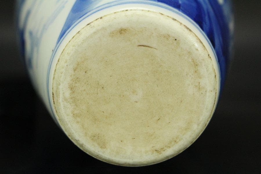 中国美術 青花 山水紋 瓶 高27.5cm(HA371)