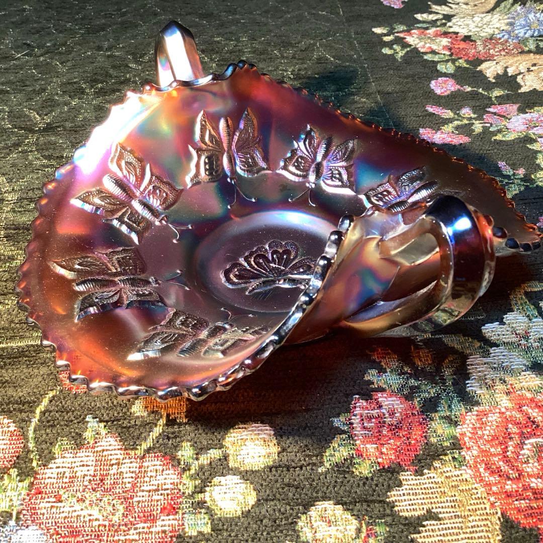 フェントン　バタフライ柄カーニバルグラス　ヴィンテージ