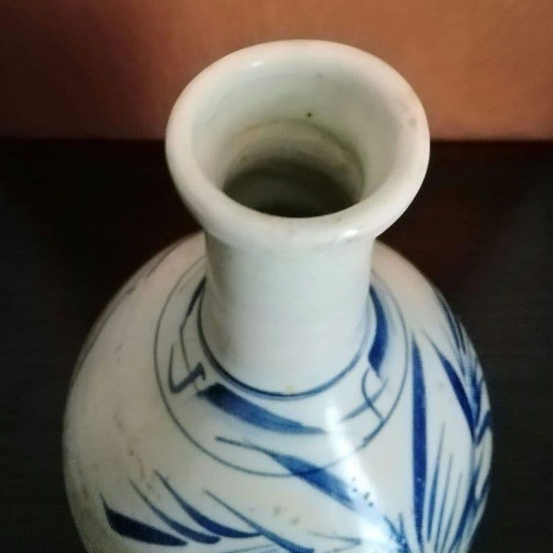 古伊万里　大徳利　染付け　江戸　明治　和骨董　雨垂れが景色です