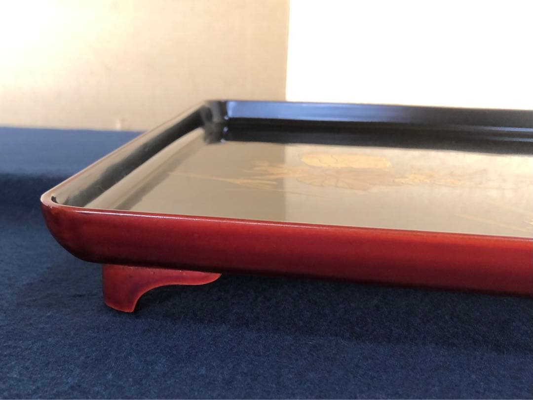 《R》研ぎ出し蒔絵 青貝 脚付 会席膳5客 木製漆器 木箱　260128く2