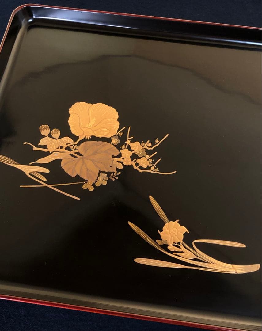 《R》研ぎ出し蒔絵 青貝 脚付 会席膳5客 木製漆器 木箱　260128く2