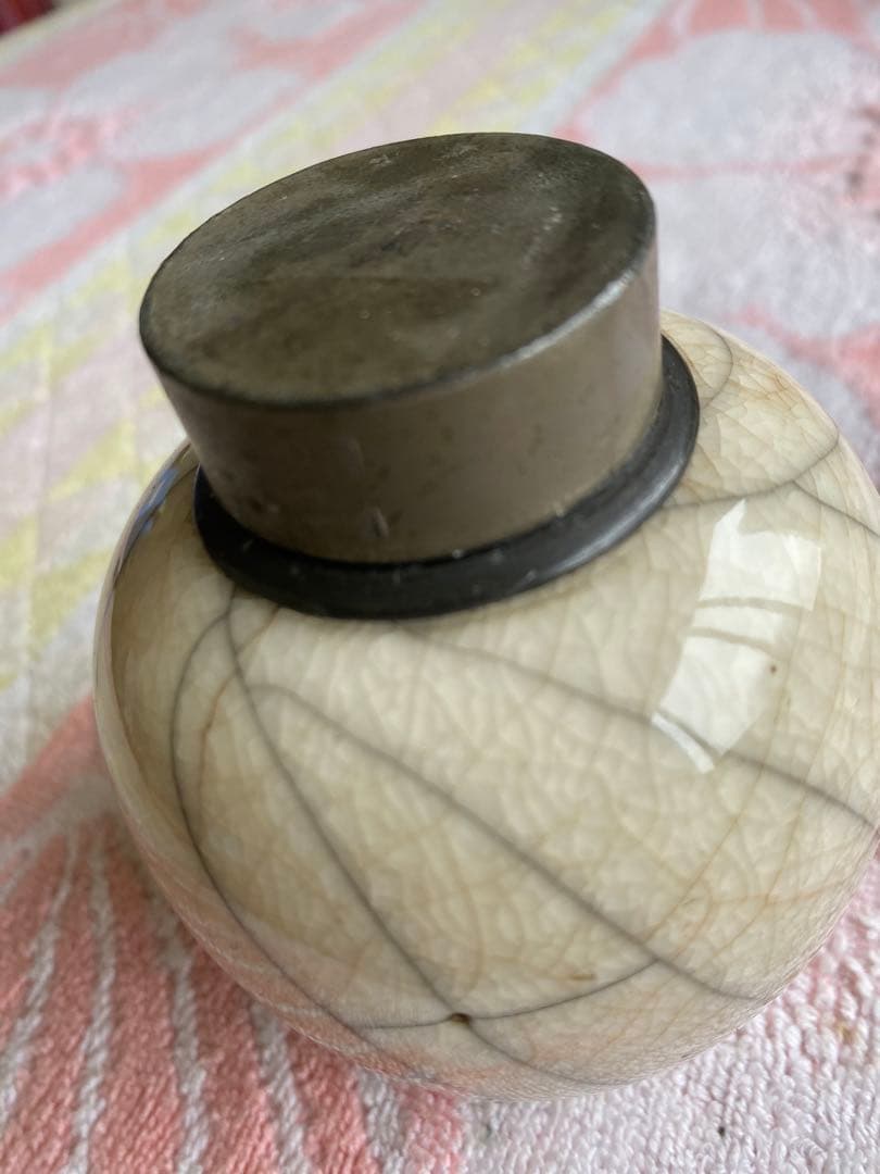 茶入　茶器　茶入れ　煎茶道具　骨董　茶道具　錫蓋